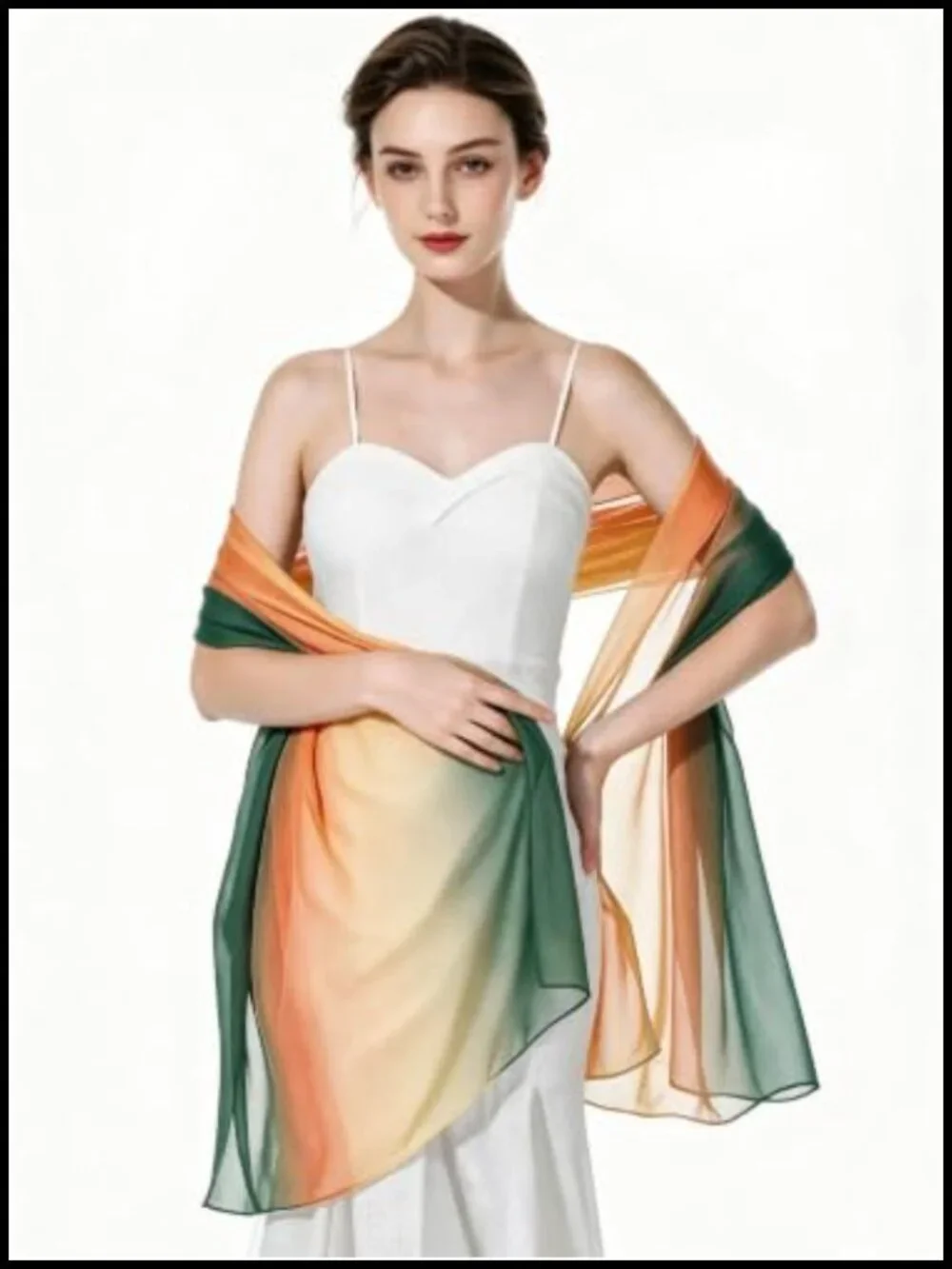 Sheer Chiffon Long Scarf, Lightweight Wrap, Beach Cover-Up for Women